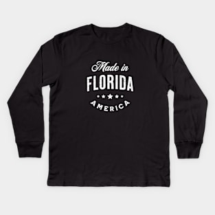 Made In Florida, USA - Vintage Logo Text Design Kids Long Sleeve T-Shirt